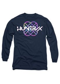 K-Pop Demon Hunters Unisex Adult Huntr/X Pastel Logo T-shirt met lange mouwen (Marine)
