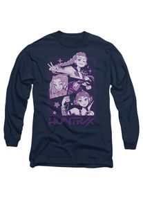 K-Pop Demon Hunters Unisex Volwassenen Huntr/X Paneel Lange Mouwen T-Shirt (Marineblauw)