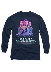 K-Pop Demon Hunters Unisex volwassen Huntr/X Poster T-shirt met lange mouwen (Marine)