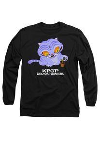 K-Pop Demon Hunters Unisex Volwassene Schattig Derpy Tiger T-shirt met Lange Mouwen (Zwart)