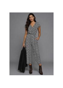 Laura Scott Jumpsuit mit V-Ausschnitt schwarz-wei&szlig;, Gr&ouml;&szlig;e 46