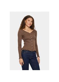 Saint Tropez Strickjacke &raquo;GruSZ Cardigan&laquo; mit Lochstickerei und gewelltem Saum braun, Gr&ouml;&szlig;e XL