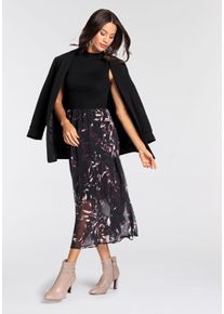 Abendkleid Laura Scott, Damen, Gr. 40, N-Gr, schwarz (schwarz, taupe, brdx), Web, Obermaterial: 95% Viskose, 5% Elasthan. Futter: 100% Polyester. Rock: 100% Polyester, bedruckt, gemustert, mehrfarbig, transparent, unifarben, ausgestellt wadenlang, Rundhals, Kleider Abendkleid, f&uuml;r schicke Anl&auml;sse und legere Freizeitlooks, wadenlang, Topseller