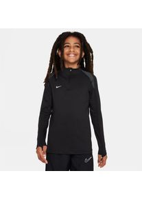 Nike Kinder-Swoosh-trui met kwartritssluiting van drillstof (Zwart)