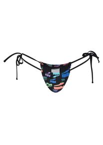 Puma Dames Tanga Graphic Print Bikinibroek met Zijden Veters (Zwart/Multikleur)