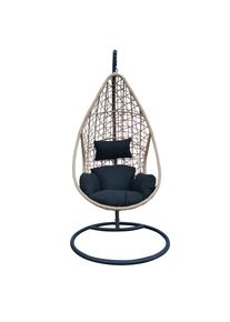 Ambia Garden H&auml;ngesessel, Anthrazit, Naturfarben, Schwarz, Metall, Kunststoff, Textil, F&uuml;llung: Baumwollf&uuml;llung,Baumwollf&uuml;llung, 122x200x104 cm, Gartenm&ouml;bel, Gartenschaukeln, H&auml;ngesessel