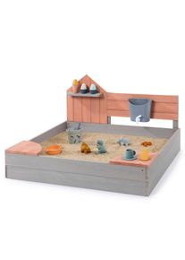 Muddy Buddy Sandkasten, Altrosa, Hellgrau, Holz, 100x60x100 cm, Fsc, EN 71, Europ&auml;ischer Sicherheitsstandard, Sitzfl&auml;che, mit Holzschutz vorbehandelt, Freizeit & Co, Gartenspielzeug, Sandk&auml;sten
