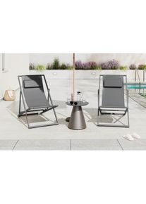 Ambia Garden Sonnenliege, Dunkelgrau, Metall, Textil, F&uuml;llung: Schaumstoff, Gartenm&ouml;bel, Balkonm&ouml;bel, Balkonliegen