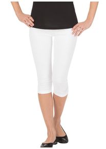 Leggings TRIGEMA "TRIGEMA Leggings 3/4 mit Kristallsteinen", Damen, Gr. 3XL, Normalgr&ouml;&szlig;en, wei&szlig;, Feinripp, 95% Baumwolle, 5% Elasthan, Basic, Hosen Leggings