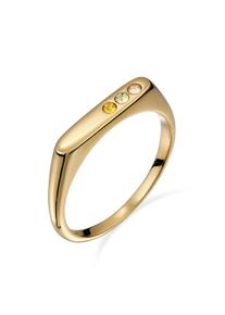 Siegelring Elli "Ring Siegelring Kristalle Gelb 925 Sterling Silber, mit Kristallen" Gr. 56, gold, Fingerringe, Damen, 56, Silber 925 (Sterlingsilber), Siegelring