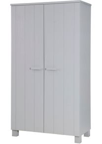 Garderobenschrank Woood "Dennis Mehrzweckschrank mit geb&uuml;rsteter Oberfl&auml;che", grau (betongrau), B:111cm H:202cm T:55cm, FSC-zertifizierter Holzwerkstoff, Schr&auml;nke, Garderobenschrank, FSC Kiefer massiv, geb&uuml;rstet, H&ouml;he 202 cm