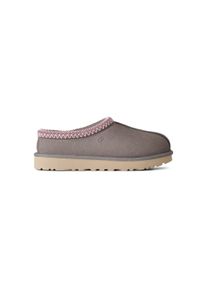 UGG Australia Slipper UGG "W TASMAN II", Damen, Gr. 10 (41), stormy grau, Textil, Veloursleder, Schuhe Slipper, Homeslipper, Schlupfschuh, Clog mit Textilband verziert