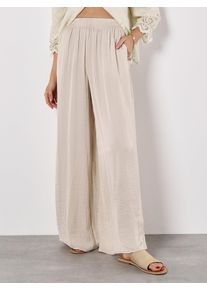 Palazzohose Apricot "Weite Hose aus strukturiertem Satin", Damen, Gr. S (36), N-Gr, beige (stein), Obermaterial: 100% Polyester PES., Hosen Palazzohose