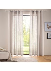 Gardine "Marusha" Gr. 1, beige (creme), B:140cm H:145cm, Polyester, LeGer Home by Lena Gercke, Gardinen, Gardine, Leinenoptik, Kundenliebling, Exklusiv, Wohnzimmer, Schlafzimmer