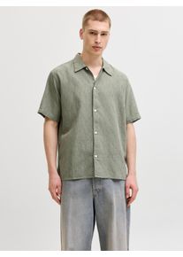 Jack & Jones Kurzarmhemd JACK & JONES "JORMONTAUK WAVY TEXTURE SHIRT SS SN", Herren, Gr. L, N-Gr, vetiver, Web, Obermaterial: 100% Baumwolle, unifarben, relaxed fit normal, Hemden Kurzarmhemd, Baumwolle, relaxed fit