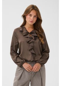 R&uuml;schenbluse Saint Tropez "LodisaSZ Blouse", Damen, Gr. XL, chocolate braun, Web, Obermaterial: 97% Polyester, 3% Elasthan, unifarben, regular fit normal, elastischer Bund, Blusen R&uuml;schenbluse, Materialmix, Regular fit