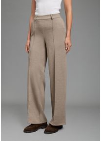 Schlupfhose Laura Scott, Damen, Gr. 34, N-Gr, sand, Milano Rib, Obermaterial: 100% Polyester, unifarben, weit lang, Hosen Schlupfhose, aus kuschelig weichem, leicht aufgerautem Material