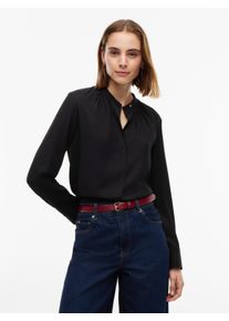 Langarmbluse Tommy Hilfiger "FEM FLUID BLOUSE ESSENTIAL", Damen, Gr. 34, schwarz, Web, Obermaterial: 100% Viskose, unifarben, normal, V-Ausschnitt, Blusen Langarmbluse, Viskose