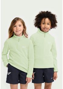 Fleecepullover Jack Wolfskin "TAUNUS 100 HZ K", Kinder, Gr. 140, gr&uuml;n (melon), Obermaterial: 100% Polyester, Sweatshirts Fleecepullover, mit leichtem Fleece, aus Polyester