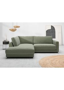 Ecksofa Home Affaire "Ecksofa Jiro, L-Form, gro&szlig;e Sitztiefe, Breite 252 cm", gr&uuml;n, B:252cm H:85cm T:224cm, 85% Polyester, 15% Viskose, Sofas, Ecksofa, lose Sitz- & R&uuml;ckenkissen, weicher Polsteraufbau, komfortabel & modern