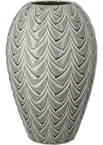 Tischvase Gilde "Vase bauchig Lamello gr&uuml;n H. 31 cm", gr&uuml;n, B:20cm H:31cm T:20cm &Oslash;:20cm, Keramik, Vasen, Tischvase, Vase, Lamello, Strukturvase, dekorativ, hochwertig, Tischdeko