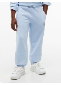 Sweathose Tommy Hilfiger "TOMMY SCRIPT SWEATPANTS", M&auml;dchen, Gr. 14 (164), N-Gr, blau (sky blau), Sweatware, Obermaterial: 68% Baumwolle, 32% Polyester, unifarben, regular fit lang, Hosen Sweathose, Regular Fit, Elastische B&uuml;ndchen, Kinder bis 16 Jahre