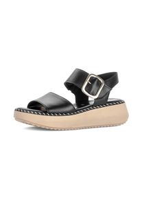 Keilsandalette Gabor, Damen, Gr. 42, schwarz, Nappaleder, Schuhe Keilsandalette, Plateau, Riemchensandale, Sommerschuh mit Zierschnalle