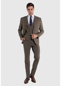 Anzug 3-teilig SteffenKlein "SteffenKlein Anzug", Herren, Gr. 48, N-Gr, braun (taupe), Obermaterial: 64% Polyester PES. 34% Viskose CV. 2% Elasthan EL. Futter: 100% Polyester PES. 100% Polyester PES., uni, regular fit, Anz&uuml;ge Anzug 3-teilig, mit modischen Akzente
