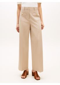 Chinohose Tommy Hilfiger "PREPPY COTTON WIDE LEG CHINO", Damen, Gr. 42, N-Gr, beige, Web, Obermaterial: 65% Baumwolle, 33% Lyocell, 2% Elasthan, unifarben, l&auml;ssig geschnitten lang, Hosen Chinohose, mit B&uuml;gelfalten, Mid Rise