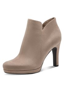 Stiefelette Tamaris, Damen, Gr. 41, beige (taupe), Textil, Veloursleder, unifarben mit Farbeinsatz, Schuhe Stiefelette, Ankleboots, High-Heel-Stiefelette mit Trichterabsatz