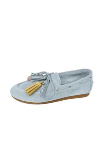 Bootsschuh Tamaris, Damen, Gr. 40, hellblau, Veloursleder, Schuhe Bootsschuh, Slipper, Schlupfschuh, mit farbigen Quasten