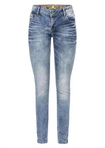 Cipo & Baxx Slim-fit-Jeans CIPO & BAXX "Cipo & Baxx Jeans", Damen, Gr. W30/L34, L&auml;nge 34, blau, Obermaterial: 98% Baumwolle CO. 2% Elasthan EL., uni, slim fit, Jeans Slim-fit-Jeans, im Used-Look, WD443