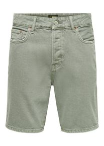 Only & Sons Shorts ONLY & SONS "ONSEDGE GREEN 7979 TAI DNM SHORTS NOOS", Herren, Gr. XL, N-Gr, calliste gr&uuml;n, Denim/Jeans, Obermaterial: 100% Baumwolle, used, regular fit ca. Mitte Oberschenkel, Hosen Shorts