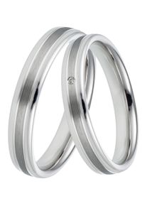 Trauring DOOSTI "Schmuck Geschenk Silber 925 Trauring Ehering Partnerring LIEBE" Gr. 48, silber (silberfarben), Fingerringe, Damen, 48, 0,01 SI = kleine Einschl&uuml;sse mit Brillant, Silber 925 (Sterlingsilber), 4mm, Trauring, Made in Germany, wahlweise mit oder ohne Brillant