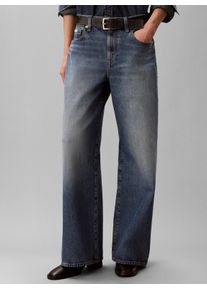 Weite Jeans Calvin Klein Jeans "THE WIDE LEG", Damen, Gr. 30, L&auml;nge 33, blau (aged sapphire), Denim/Jeans, Obermaterial: 100% Baumwolle, unifarben, regular fit lang, Jeans Weite Jeans, Regular fit mit ausgestelltem Bein