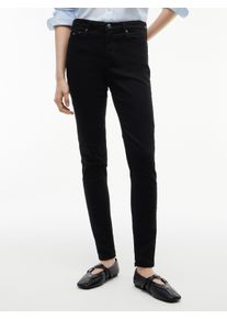 Skinny-fit-Jeans Tommy Jeans "NORA MID RISE SKINNY DJ4280", Damen, Gr. 34, L&auml;nge 32, schwarz (denim schwarz), Denim/Jeans, Obermaterial: 99% Baumwolle, 1% Elasthan, clean, skinny fit lang, Jeans Skinny-fit-Jeans, Baumwollmischung