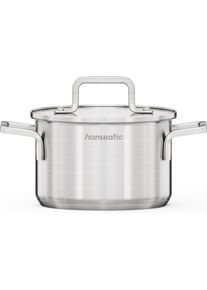 Kochtopf Hanseatic "DAILY", silberfarben, H:9,5cm &Oslash;:16cm, T&ouml;pfe, Kochtopf, handfreundliche Griffe, Literskala, Glasdeckel, Induktion
