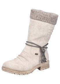 Winterstiefel Rieker, Damen, Gr. 43, beige, Lederimitat, Textil, Schuhe Winterstiefel, Winterboots, Blockabsatz, TEX-Membran, mit gestricktem Schaftrand