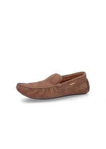 Slipper Camel Active, Herren, Gr. 40, braun (cognac), Leder, Textil, Schuhe Slipper, Slipper, Bootsschuh, Mokassin-Typ mit Ziernaht