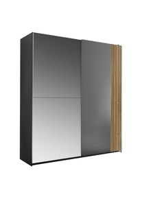 CARRYHOME Schwebet&uuml;renschrank, Graphitfarben, Eichefarben, Holzwerkstoff, Glas, 2 F&auml;cher, 170x196x57 cm, Schlafzimmer, Komplette Schlafzimmer und Serien, Schlafzimmerserien