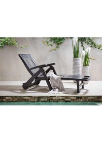 Ambia Garden Gartenliege, Anthrazit, Kunststoff, 72x101x195 cm, Made in Italy, R&auml;der am Kopfende, klappbar, R&uuml;ckenlehne verstellbar, Gartenm&ouml;bel, Gartenliegen, Sonnenliegen