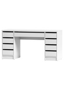 Livetastic Schreibtisch, Wei&szlig;, Holzwerkstoff, 9 Schublade(n) Schubladen, rechteckig, 55x77.6x152.6 cm, B&uuml;rom&ouml;bel, Schreibtische, Schreibtische