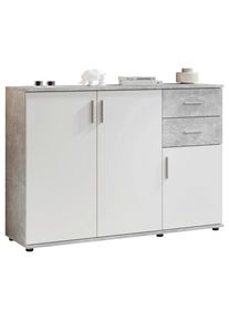 CARRYHOME Kommode, Grau, Wei&szlig;, Kunststoff, 1 F&auml;cher, 2 Schublade(n) Schubladen, 120x82x35 cm, stehend, Kleinm&ouml;bel, Kommoden, Kommoden