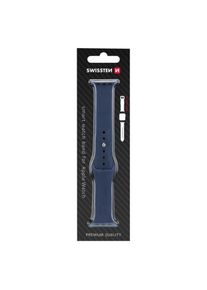 Swissten Silicone band for apple watch 42-44 mm navy (42 mm, 44 mm, Silikon), Uhrenarmband, Blau
