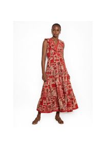 Apricot Partykleid &raquo;Schimmerndes Midaxi-Kleid&laquo; mit Schalsprint und Stufen rot, Gr&ouml;&szlig;e XS (34)