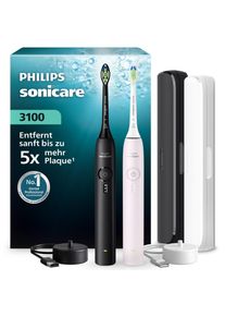 PHILIPS SONICARE Elektrische Zahnb&uuml;rste &raquo;Series 3100&laquo; 2 Stk. Aufsteckb&uuml;rsten mit Drucksensor, 3 Intensit&auml;tsstufen, inkl. Reiseetui und Ladeger&auml;t