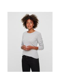 V&eacute;ro Moda Vero Moda Rundhalspullover &raquo;VMCARE STRUCTURE LS O-NECK BLOUSE&laquo; aus Baumwolle grau, Gr&ouml;&szlig;e L