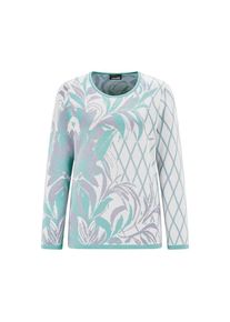 GOLDNER Rundhalspullover &raquo;Jacquardpullover mit Rundhals&laquo; schicker Jaquardstrick gr&uuml;n, Gr&ouml;&szlig;e 50