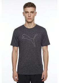 Trainingsshirt Puma "M TAD ESSENTIAL HEATHER CAT TEE (CF LARGE CAT)", Herren, Gr. L, grau (galactic gray heather), Jersey, Obermaterial: 100% Polyester, regular fit normal, Rundhals, Shirts Trainingsshirt, mit Rundhalsausschnitt, mit Kurzarm, f&uuml;r sportliche Aktivit&auml;ten