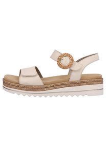 Keilsandalette Remonte, Damen, Gr. 38, beige (hellbeige), Leder, unifarben, Schuhe Keilsandalette, Sommerschuh, Riemchensandale mit praktischen Klettverschl&uuml;ssen